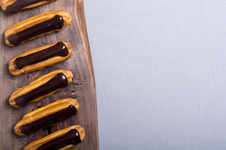 French dessert eclair with chocolate .の写真素材