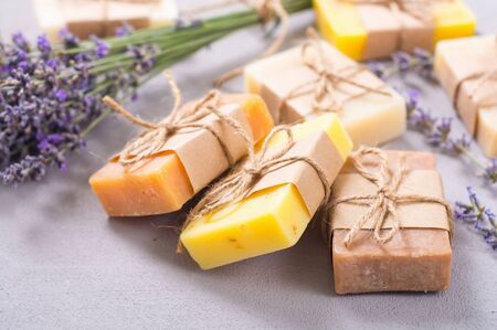 Handmade natural soap with lavender.