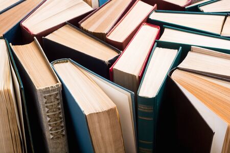 Collection of old books in library . Education backgroundの写真素材