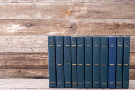 Collection of old books in library. Education backgroundの写真素材