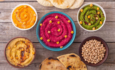 Declicious food from chickpea - mix of hummus. Israel and arabic kitchen