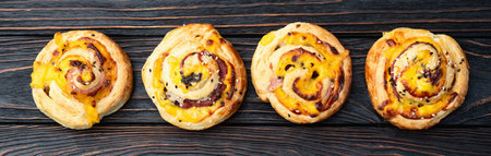 Homemade Puff pastry pinweel (rolls) Mini pizza top view