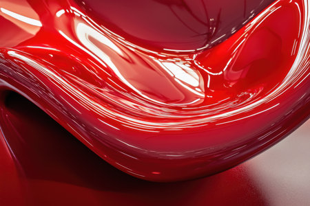 A vibrant red glossy plastic surface showcasing smooth curves and light reflections, creating a modern and sleek visual effect.の素材