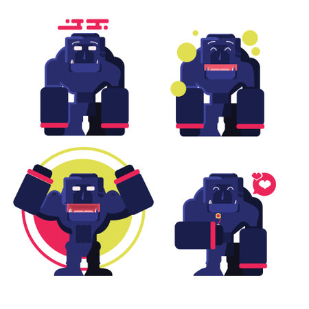 Blue Golem in white backgroundのイラスト素材