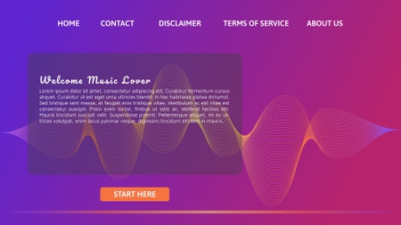 Website landing page design template. Abstract vector background with dynamic waves.のイラスト素材