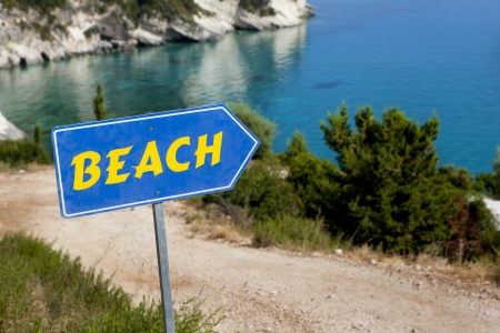 Beach Access with "Beach" Signの写真素材