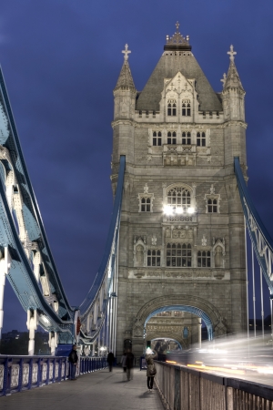 Tower Bridge at night, London, UKの写真素材