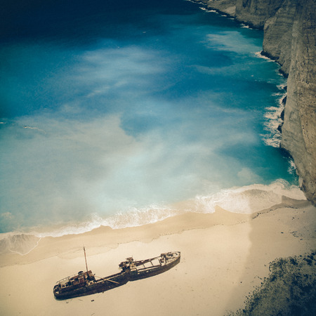 Navagio Beach, Zakynthos - vintage coasterの写真素材
