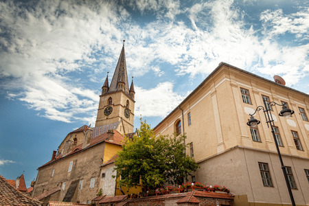 The Lutheran Cathedral of Saint Mary, Sibiu, Romaniaの写真素材