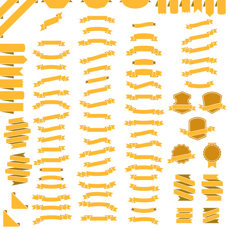 vector set of ribbons. Collection design illustration ribbon, tag, sticker, label and banner elementのイラスト素材