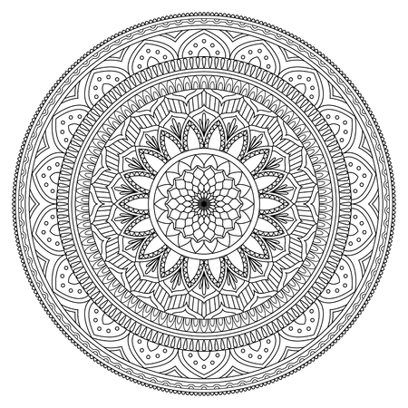Flower Mandala. Vintage decorative elements. Oriental pattern, vector illustration. Islam, Arabic, Indian, moroccan,spain, turkish, pakistan, chinese, mystic, ottoman motifs. Coloring book pageのイラスト素材