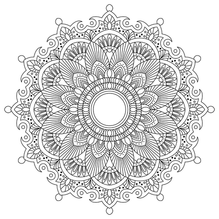 Flower Mandala. Vintage decorative elements. Oriental pattern, vector illustration. Islam, Arabic, Indian, moroccan,spain, turkish, pakistan, chinese, mystic, ottoman motifs. Coloring book pageのイラスト素材