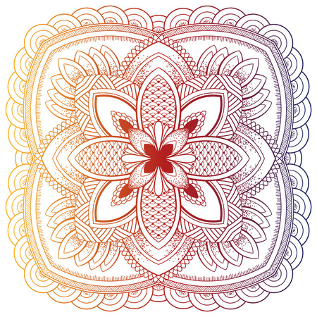 Set of vintage Wedding Invitation card with Mandala pattern and in color. Meditation element for India yoga. Ornament for decorating a greetingのイラスト素材