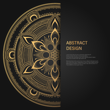 Vintage Floral style Brochure and Flyer Design Template. Creative art elements and ornament, page layouts, Luxury Gold, Black colors and artistic solutions for designのイラスト素材