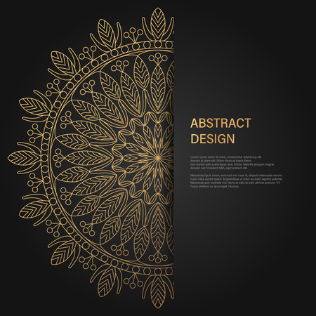 Set of vector design templates. Business card with floral circle ornament. Mandala style. Luxury Goldのイラスト素材