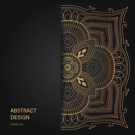 Set of vector design templates. Business card with floral circle ornament. Mandala style. Luxury Goldのイラスト素材