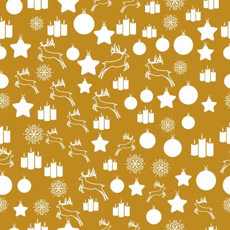 Elegant Christmas Background with Shining Gold Snowflakes. Vector illustration. Seamless graphic patternのイラスト素材
