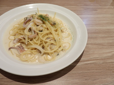 sea food cabonaraの写真素材
