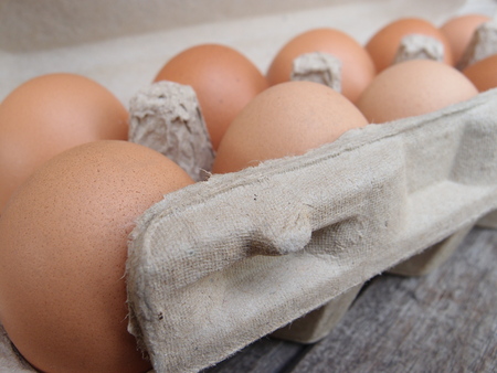 eggs in recycle paper boxの写真素材