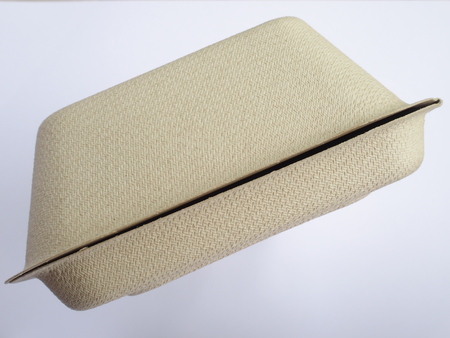 biodegradable lunch box on white backgroundの写真素材