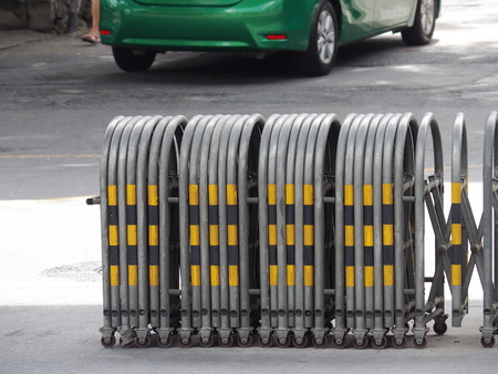 u-shape expandable traffic barrier or temporary traffic controlの写真素材