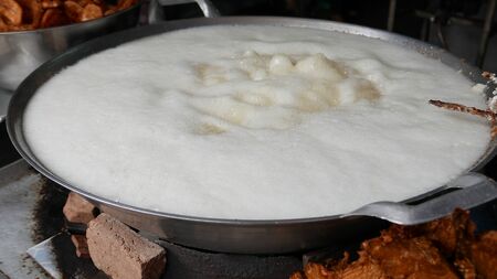 fried banana in vegetable palm oilの写真素材