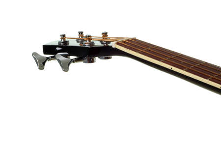 4 String Bass Guitar Neck Isolated on Whiteの写真素材