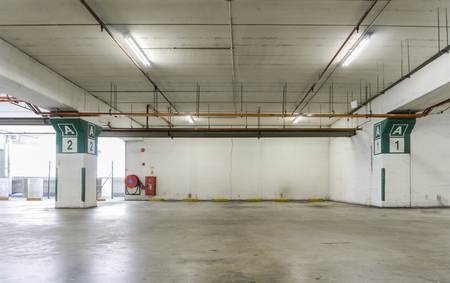 Big parking area in basementの写真素材