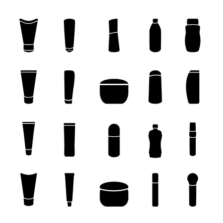 icon black cosmetics bottle vector set on white backgroundのイラスト素材