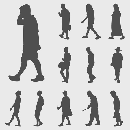 walk silhouettes vector setのイラスト素材