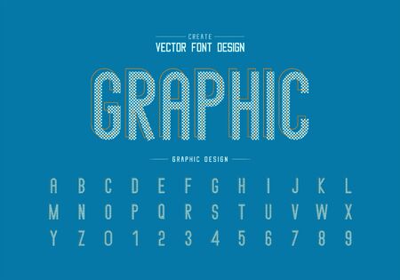 Pixel font and alphabet vector, Letter typeface and number design, Graphic text on backgroundのイラスト素材
