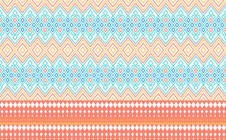 Geometric ethnic pattern, Embroidery continuous tribal background, Vector fashion textile seamless for printのイラスト素材