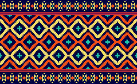 Geometric ethnic pattern, Embroidery craft batik background, Vector element aztec abstract for printのイラスト素材