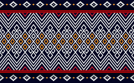 Knit Pattern Vector, Red Embroidery Design on Black Background, Seamless Ethnic for print.のイラスト素材