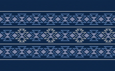 White and Blue Knitted Pattern Vector, Embroidery Style Background, Graphic Element art, Cloth...