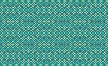 Embroidery ethnic pattern, Vector Geometric Boho background, Cross stitch culture aztec style, Green pattern native, Design for textile, fabric, curtain, digital print, tapestriesのイラスト素材