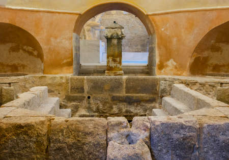 Banos de Montemayor, Spain - Jan 2nd, 2021: Roman thermal baths of Banos de Montemayor, Caceres, Extremadura, Spainのeditorial素材