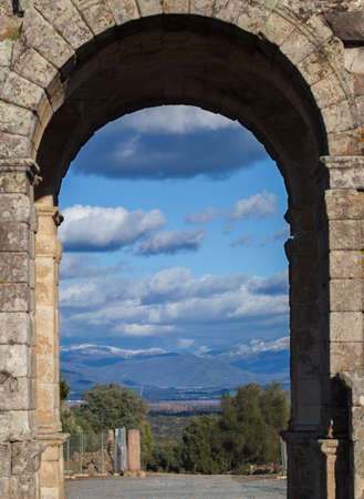 Tetrapylon gate of Caparra, Roman city, Caceres, Extremadura, Spainの写真素材