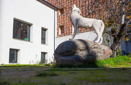 La Garganta, Spain - Nov 21th, 2020: Iberian wolf visitors centre, La Garganta village. Ambroz...
