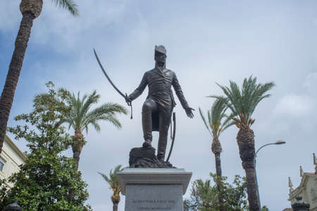 Badajoz, Spain - April 23, 2019: General Menacho sculpture. Peninsular war hero. Badajoz,...