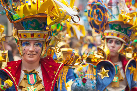 BADAJOZ, SPAIN, FEBRUARY 9: Performers at San Roque Carnival parade at Badajoz City, on February 9,...