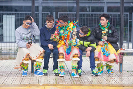 BADAJOZ, SPAIN, FEBRUARY 9: Performers at San Roque Carnival parade at Badajoz City, on February 9,...