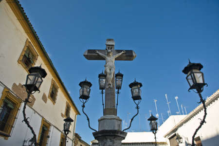 Christ of the Lanterns in the morning in the Plaza de Capuchins of Cordoba, Spainの写真素材