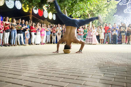 Cordoba, Spain - May 21th 2019: Unidentified urban street dancers performances for Cordoba Fair...