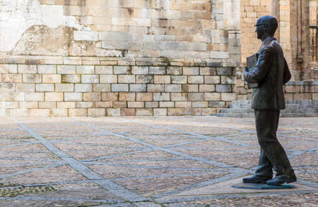 Plasencia, Spain - February 15, 2017: Manuel GarcÃ­a Matos statue close to Plasencia Cathedral. He was a great extremeduran folkloristのeditorial素材