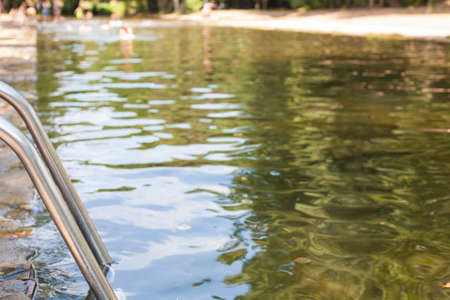 Natural pools of Gevora River a summer day, Badajoz, Spainの写真素材