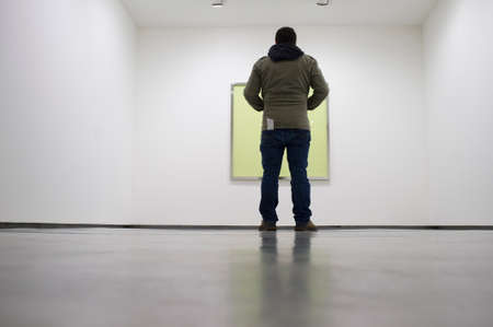 Caceres, Spain - November 19th, 2019: Helga de Alvear Foundation Caceres Visual Arts Center, Extremadura, Spain. Visitor at Gerhard Merz roomのeditorial素材