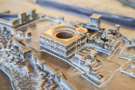 Historical reenactment on Bronze scale model of Alhambra, Spain. Palace of Charles Vのeditorial素材
