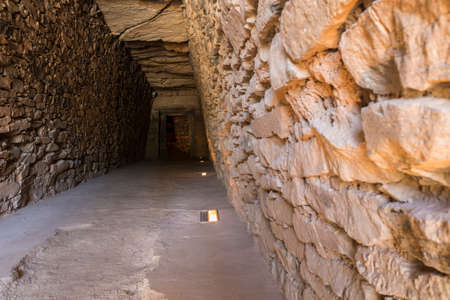 Antequera, Spain - July 10th, 2018: Tholos de El Romeral, long corridor. Antequera, Malaga, Spain