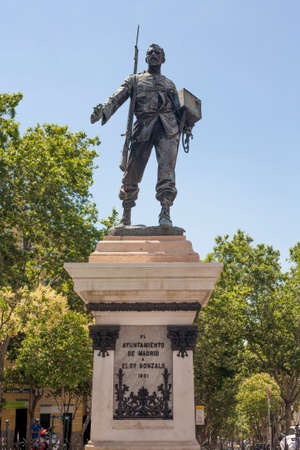 Madrid, Spain - July 11 2016: Statue of Cascorro Hero, Eloy Gonzalo soldierのeditorial素材
